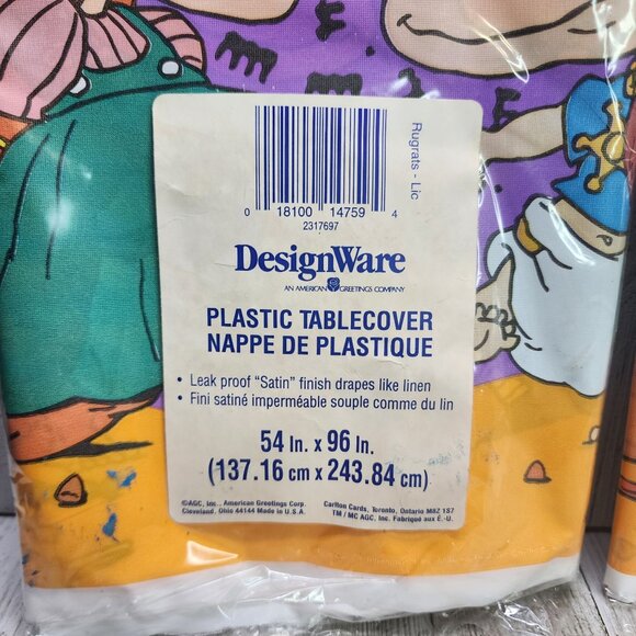 Vtg Designware Rugrats Halloween Table Cover Satin 54x96 Orange Purple Set of 2 - Picture 3 of 3